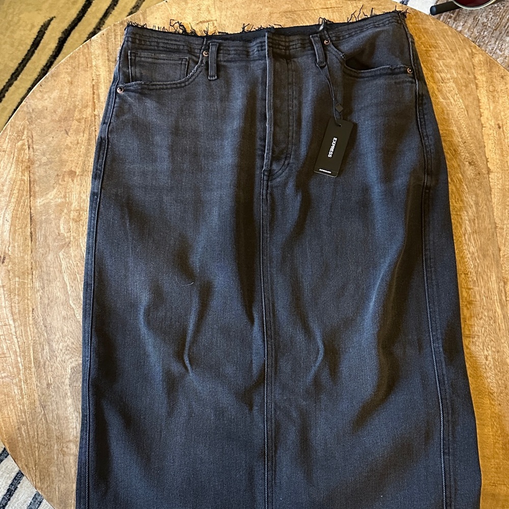 Express Black Midi Denim Skirt